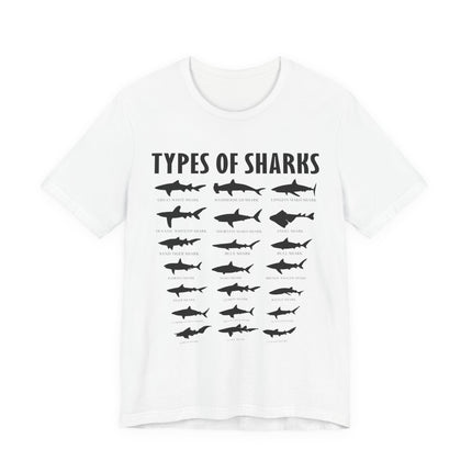Types of Sharks T-Shirt – Graphic Shark Species Chart Tee