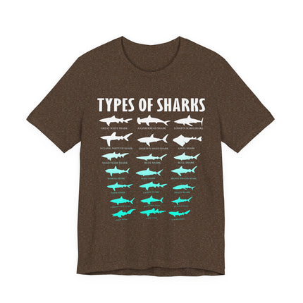 Types of Sharks Graphic Tee — Shark Species Chart T‑Shirt