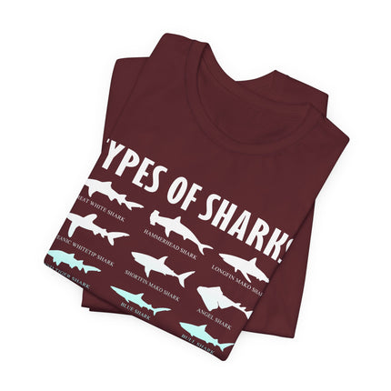 Types of Sharks Graphic Tee — Shark Species Chart T‑Shirt