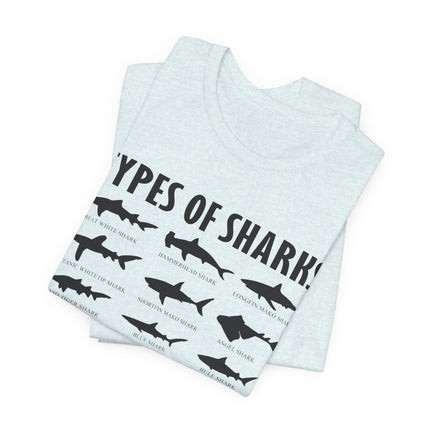 Types of Sharks T-Shirt – Graphic Shark Species Chart Tee