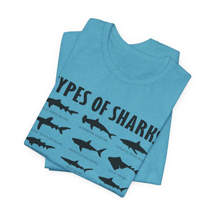 Types of Sharks T-Shirt – Graphic Shark Species Chart Tee