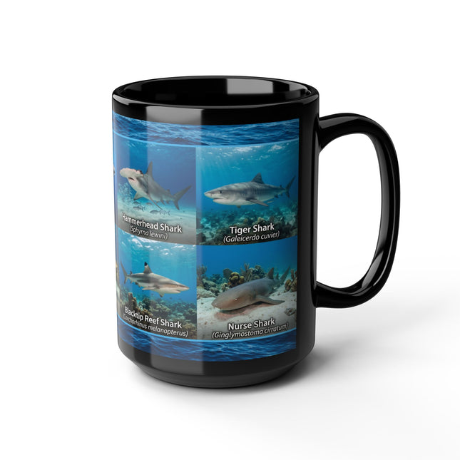 15 oz Shark Species Photo Mug — Educational Ocean Animal Coffee Cup
