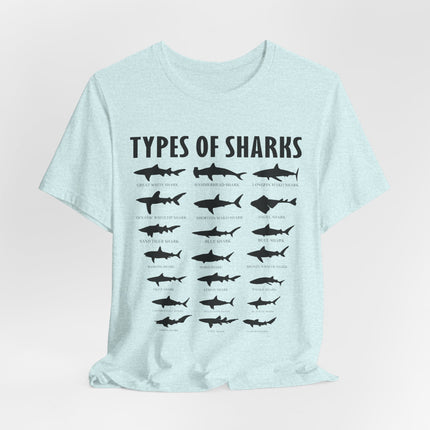 Types of Sharks T-Shirt – Graphic Shark Species Chart Tee