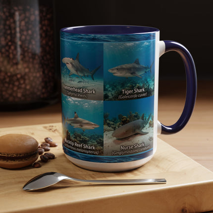 15 oz Shark Species Accent Coffee Mug — Ocean Sharks Identification