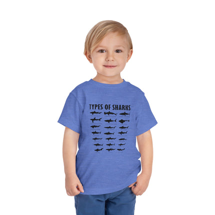 Toddler Tee — 'Types of Sharks' Graphic Shark Silhouette Shirt