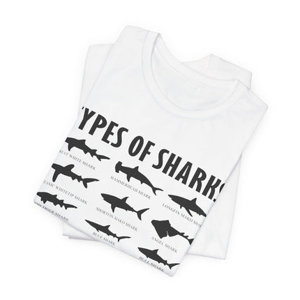 Types of Sharks T-Shirt – Graphic Shark Species Chart Tee