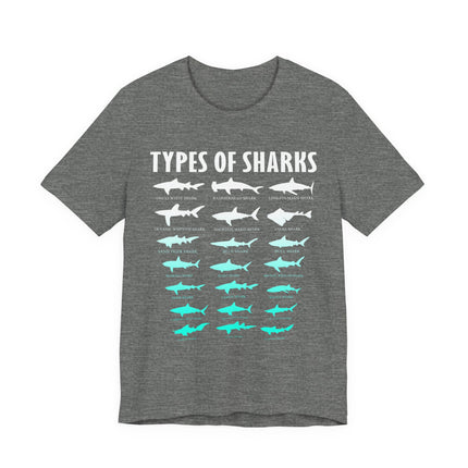 Types of Sharks Graphic Tee — Shark Species Chart T‑Shirt