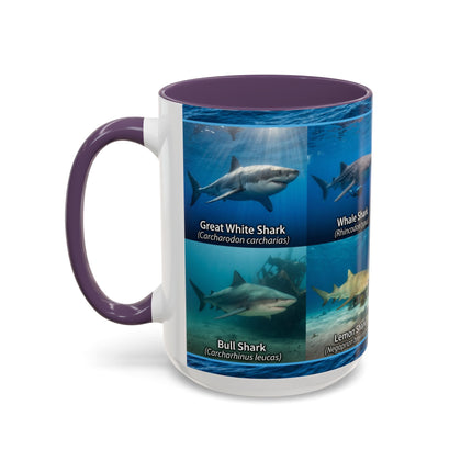 15 oz Shark Species Accent Coffee Mug — Ocean Sharks Identification