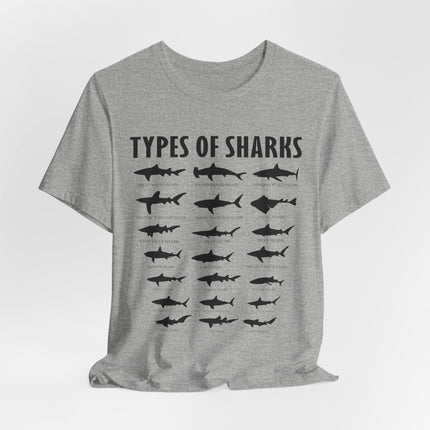 Types of Sharks T-Shirt – Graphic Shark Species Chart Tee