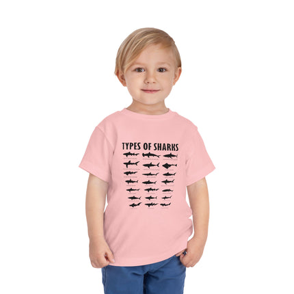 Toddler Tee — 'Types of Sharks' Graphic Shark Silhouette Shirt