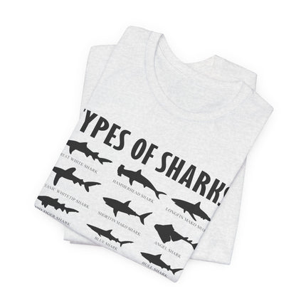 Types of Sharks T-Shirt – Graphic Shark Species Chart Tee