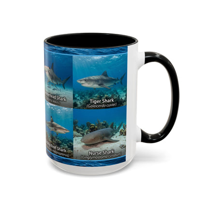 15 oz Shark Species Accent Coffee Mug — Ocean Sharks Identification