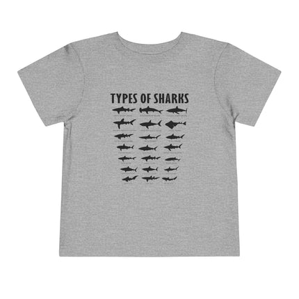 Toddler Tee — 'Types of Sharks' Graphic Shark Silhouette Shirt