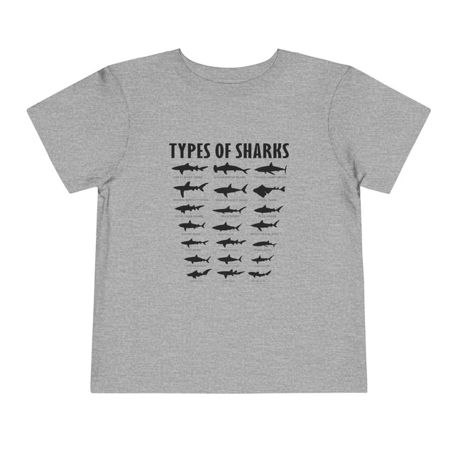 Toddler Tee — 'Types of Sharks' Graphic Shark Silhouette Shirt