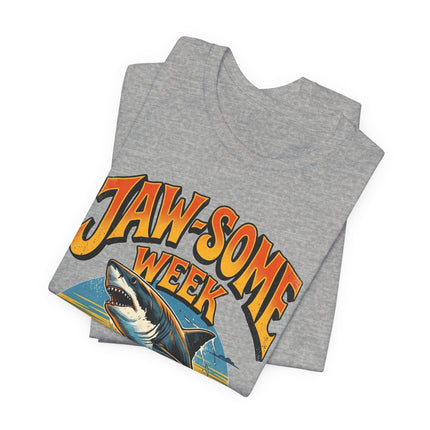 Jaw-some Week Shark T-Shirt — Retro Surf Sunset Graphic Tee