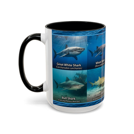 15 oz Shark Species Accent Coffee Mug — Ocean Sharks Identification