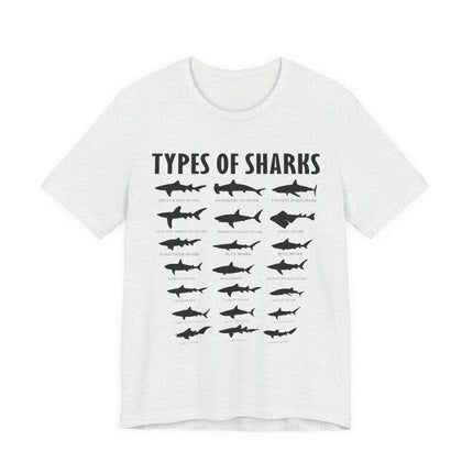 Types of Sharks T-Shirt – Graphic Shark Species Chart Tee