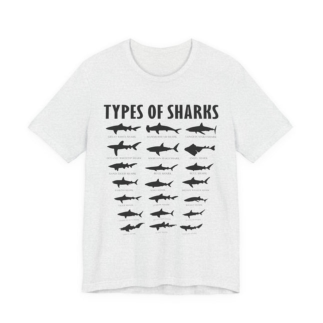 Types of Sharks T-Shirt – Graphic Shark Species Chart Tee