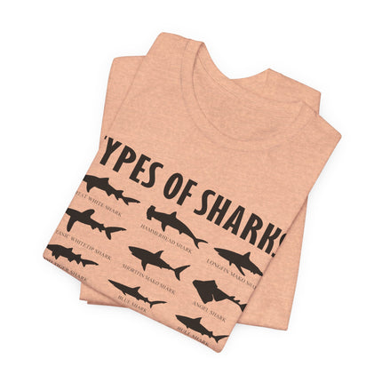 Types of Sharks T-Shirt – Graphic Shark Species Chart Tee