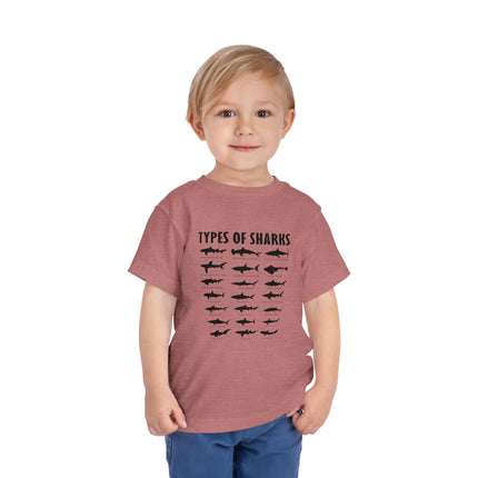 Toddler Tee — 'Types of Sharks' Graphic Shark Silhouette Shirt