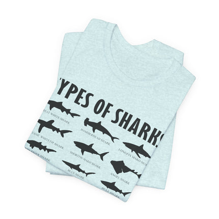 Types of Sharks T-Shirt – Graphic Shark Species Chart Tee