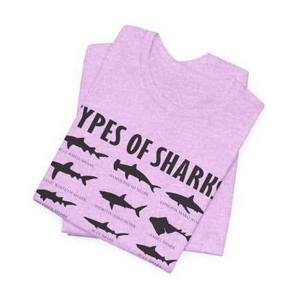 Types of Sharks T-Shirt – Graphic Shark Species Chart Tee