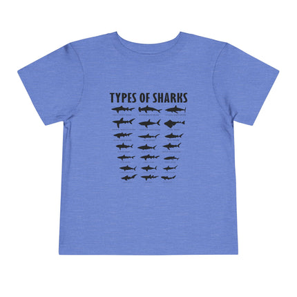 Toddler Tee — 'Types of Sharks' Graphic Shark Silhouette Shirt