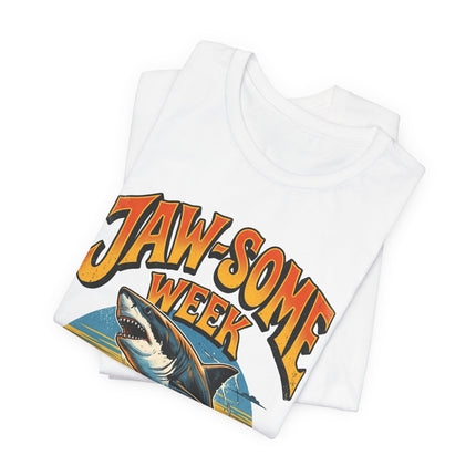 Jaw-some Week Shark T-Shirt — Retro Surf Sunset Graphic Tee