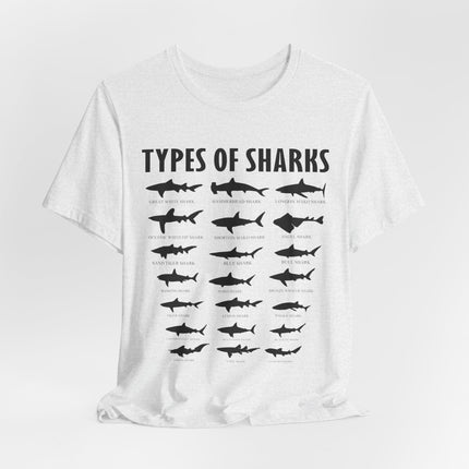 Types of Sharks T-Shirt – Graphic Shark Species Chart Tee