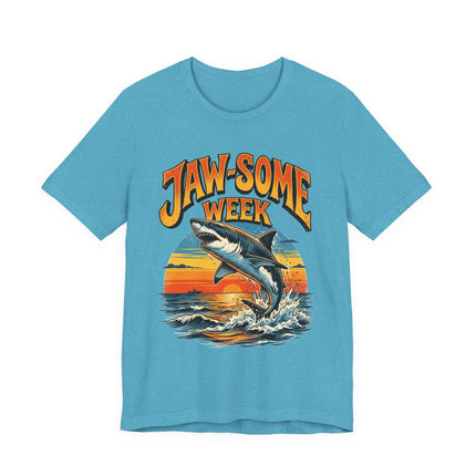 Jaw-some Week Shark T-Shirt — Retro Surf Sunset Graphic Tee