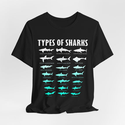 Types of Sharks Graphic Tee — Shark Species Chart T‑Shirt
