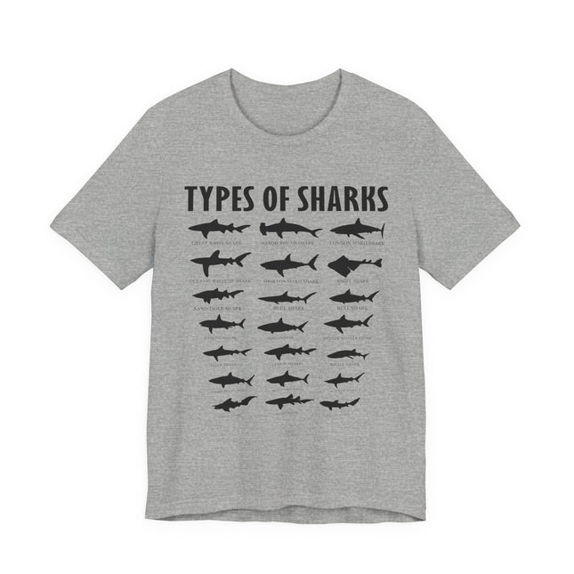 Types of Sharks T-Shirt – Graphic Shark Species Chart Tee