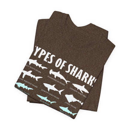 Types of Sharks Graphic Tee — Shark Species Chart T‑Shirt