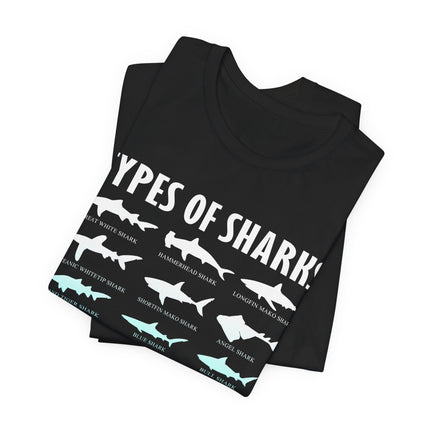 Types of Sharks Graphic Tee — Shark Species Chart T‑Shirt