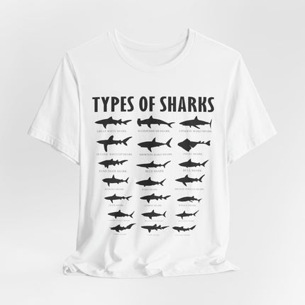 Types of Sharks T-Shirt – Graphic Shark Species Chart Tee