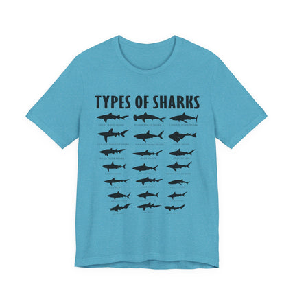 Types of Sharks T-Shirt – Graphic Shark Species Chart Tee