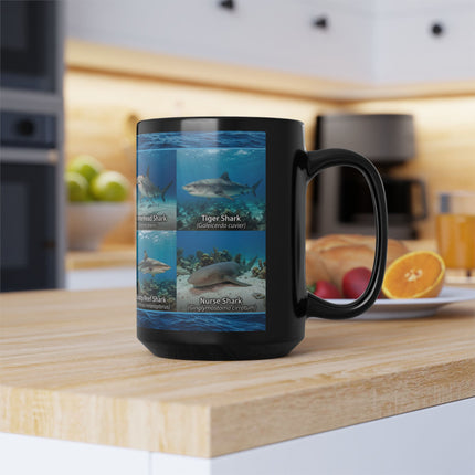 15 oz Shark Species Photo Mug — Educational Ocean Animal Coffee Cup