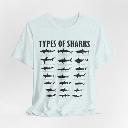 Types of Sharks T-Shirt – Graphic Shark Species Chart Tee