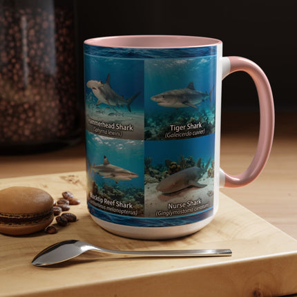 15 oz Shark Species Accent Coffee Mug — Ocean Sharks Identification