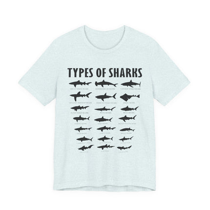 Types of Sharks T-Shirt – Graphic Shark Species Chart Tee