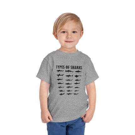 Toddler Tee — 'Types of Sharks' Graphic Shark Silhouette Shirt