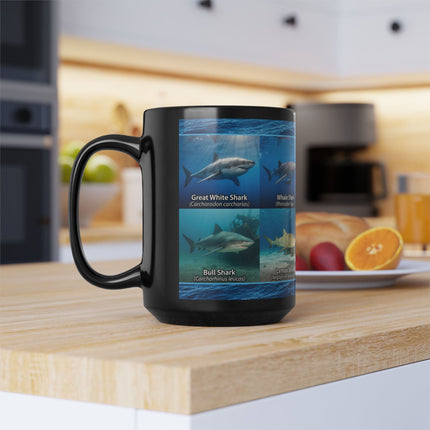 15 oz Shark Species Photo Mug — Educational Ocean Animal Coffee Cup