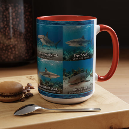 15 oz Shark Species Accent Coffee Mug — Ocean Sharks Identification