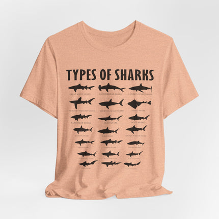 Types of Sharks T-Shirt – Graphic Shark Species Chart Tee