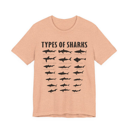 Types of Sharks T-Shirt – Graphic Shark Species Chart Tee