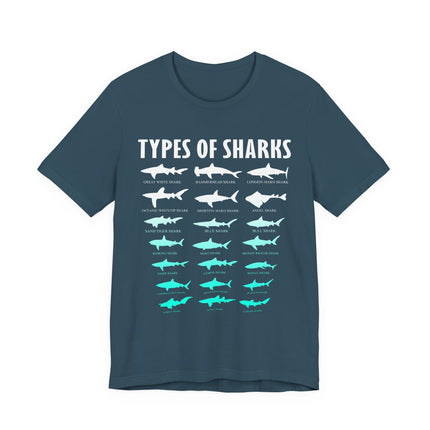 Types of Sharks Graphic Tee — Shark Species Chart T‑Shirt