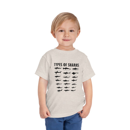 Toddler Tee — 'Types of Sharks' Graphic Shark Silhouette Shirt