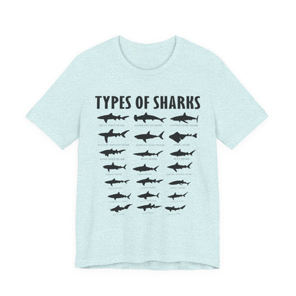 Types of Sharks T-Shirt – Graphic Shark Species Chart Tee